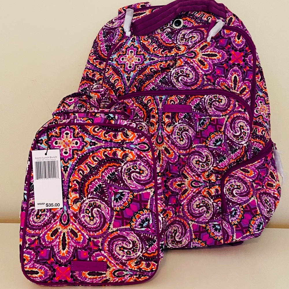 Vera Bradley Iconic Backpack and Lunch Bunch Bag